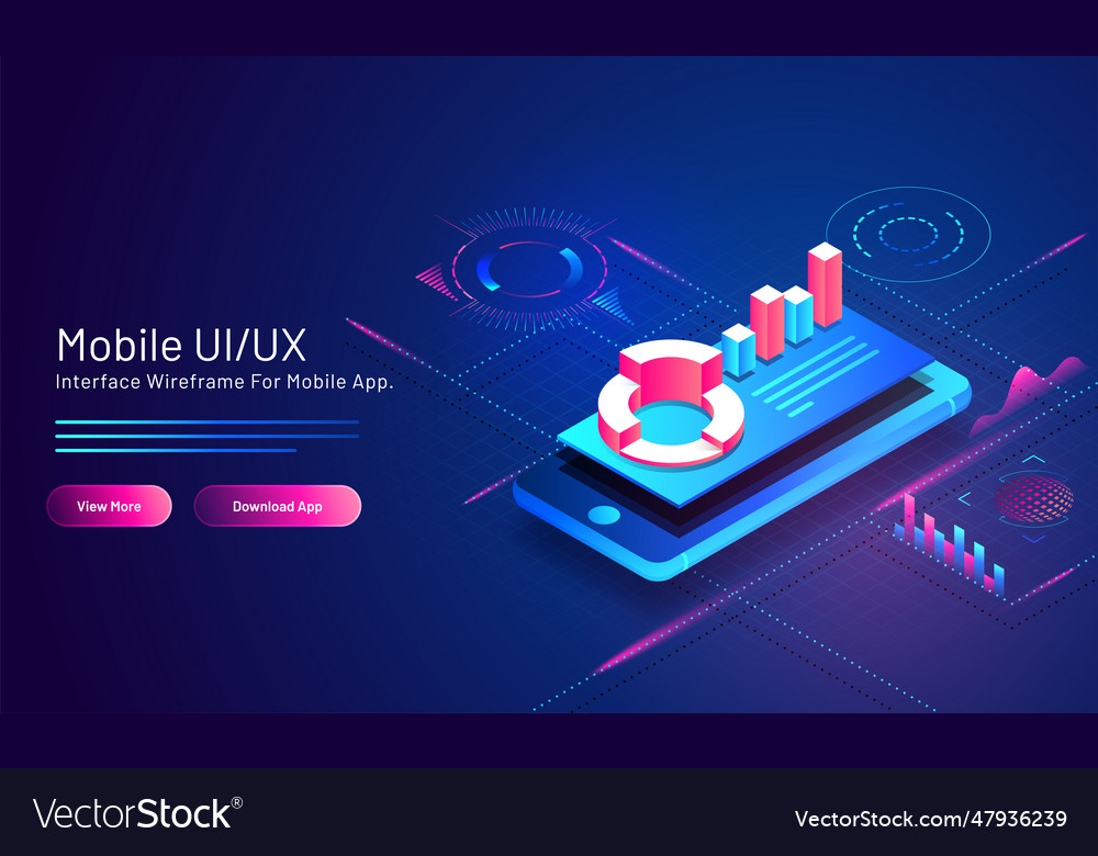 Mobile uiux concept based isometric landing page