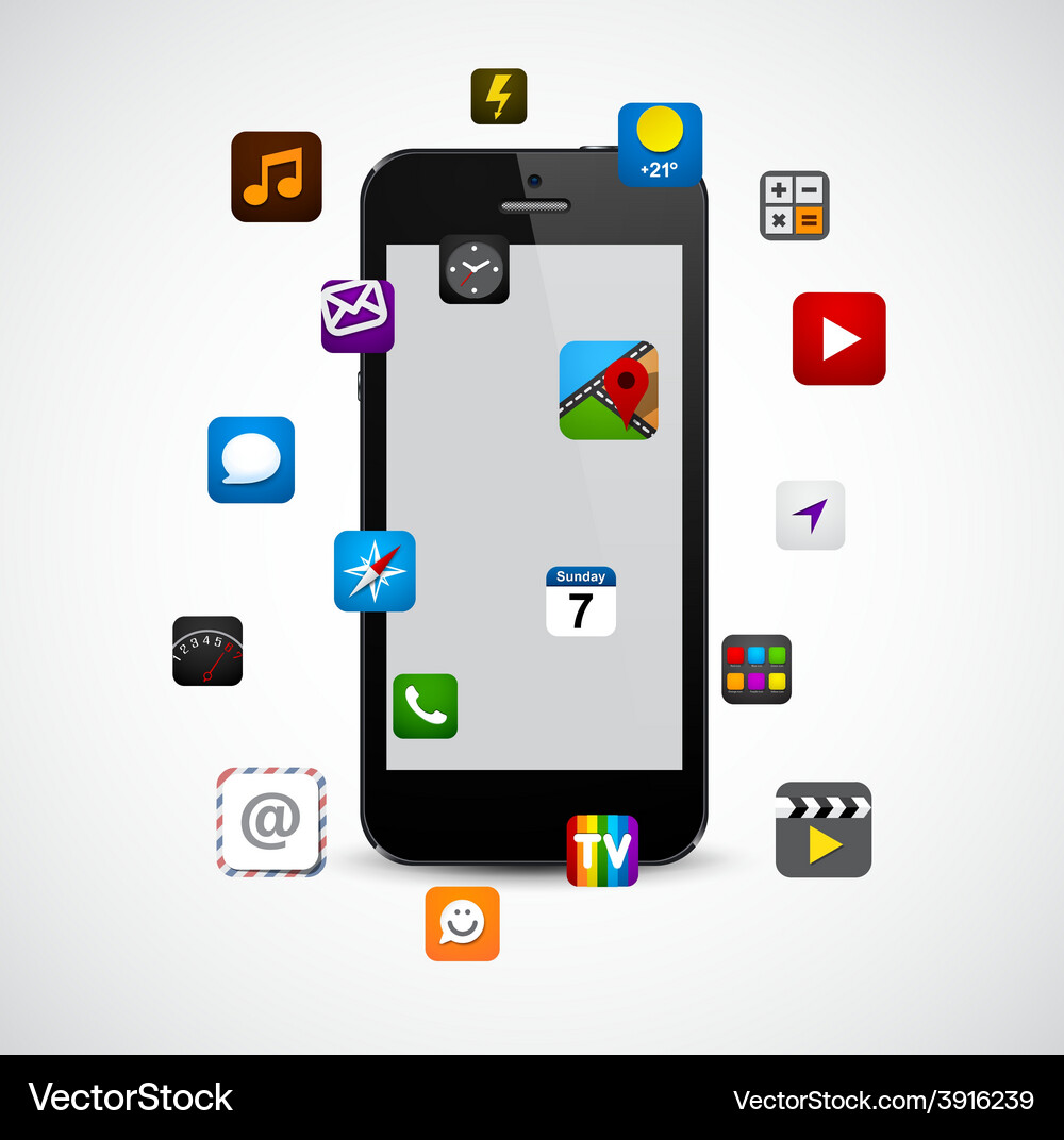 Modern smartphone with apps Royalty Free Vector Image