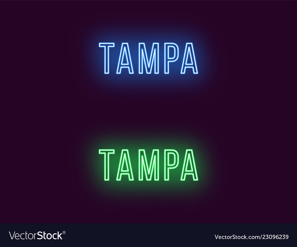 Neon name of tampa city in usa text