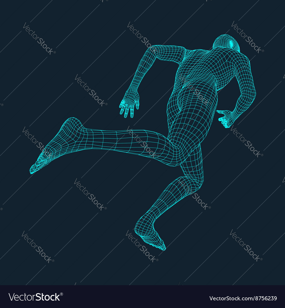 Running man polygonal design 3d model