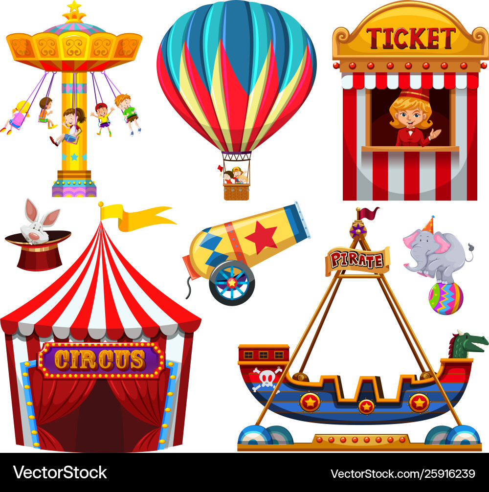 Set circus object Royalty Free Vector Image - VectorStock