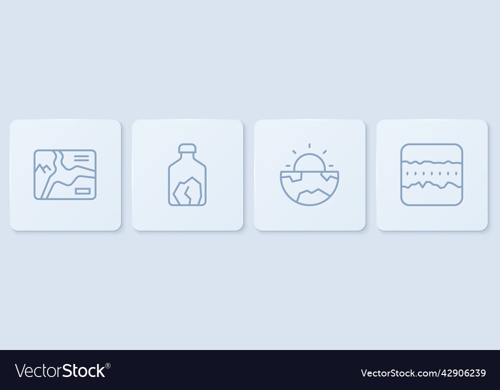Set line topographic map earth core structure vector image Set line topographic map earth core structure