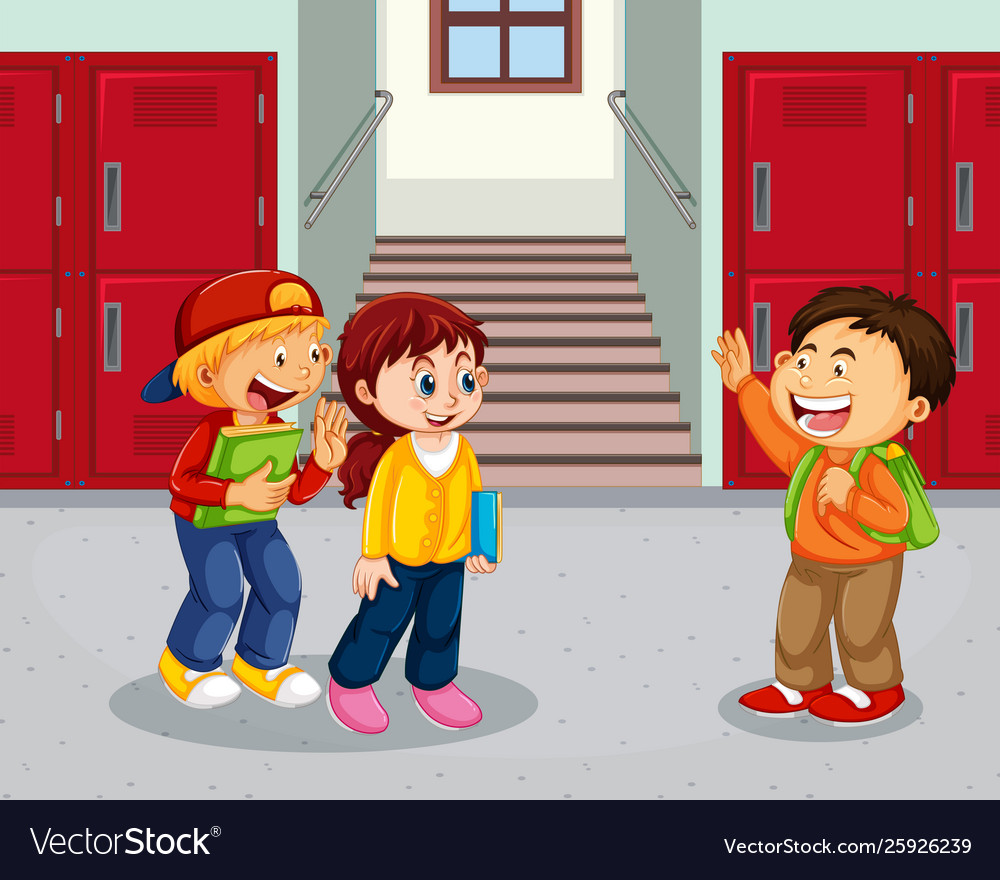 Student at school hallway Royalty Free Vector Image