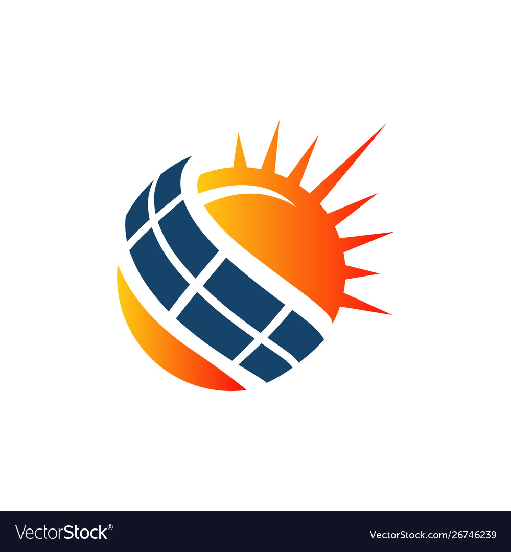 Sun energy solar panels logo house and template