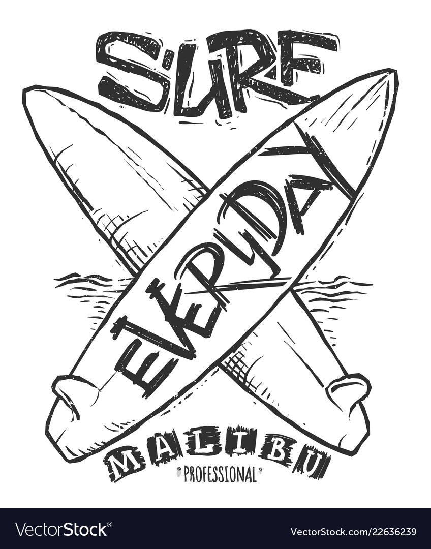 Surfing concept for shirt print vector image Surfing concept for shirt print