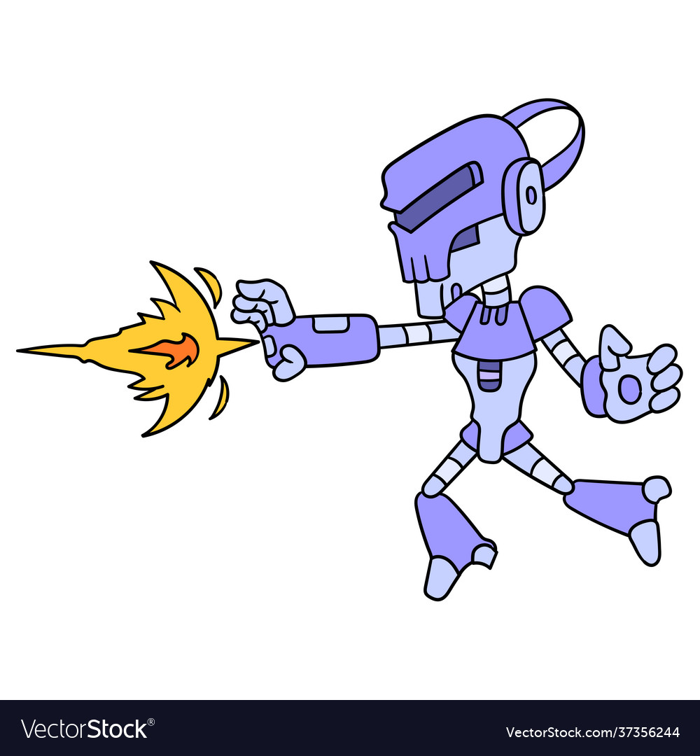 Android human robot attack issuing a fireball