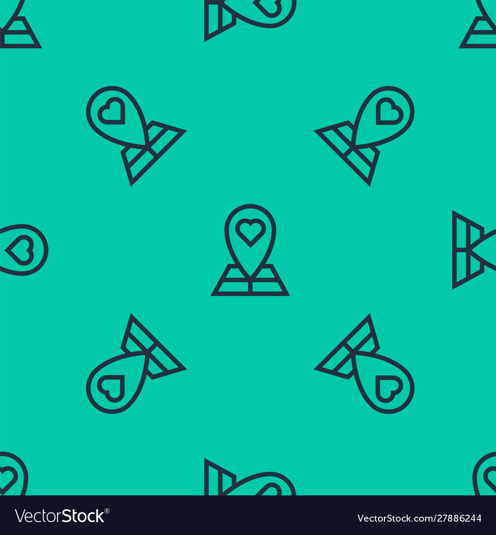 Blue line map pointer with heart icon isolated vector image Blue line map pointer with heart icon isolated