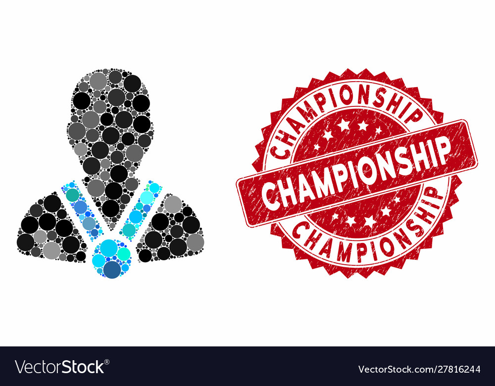 Collage champion with scratched championship seal