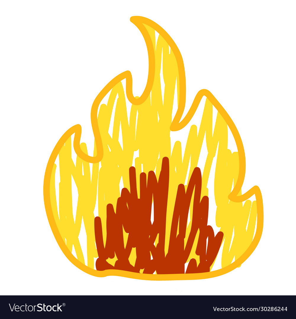 Colored hand drawn fire flame simple lines best Vector Image