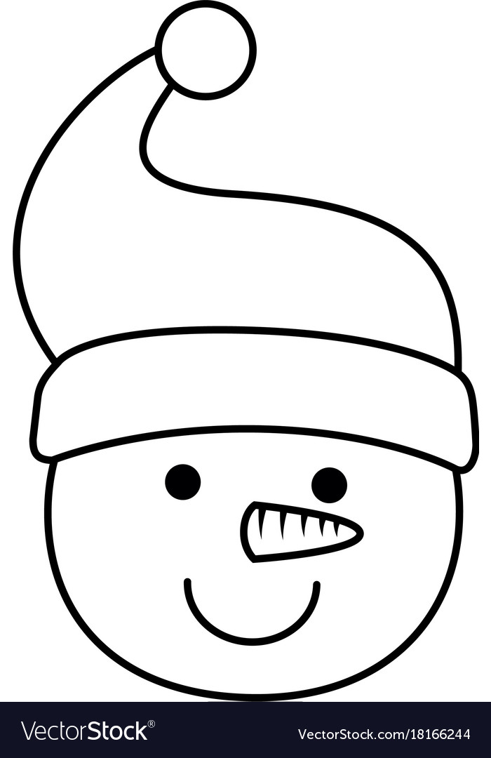 Cute snowman head character icon Royalty Free Vector Image