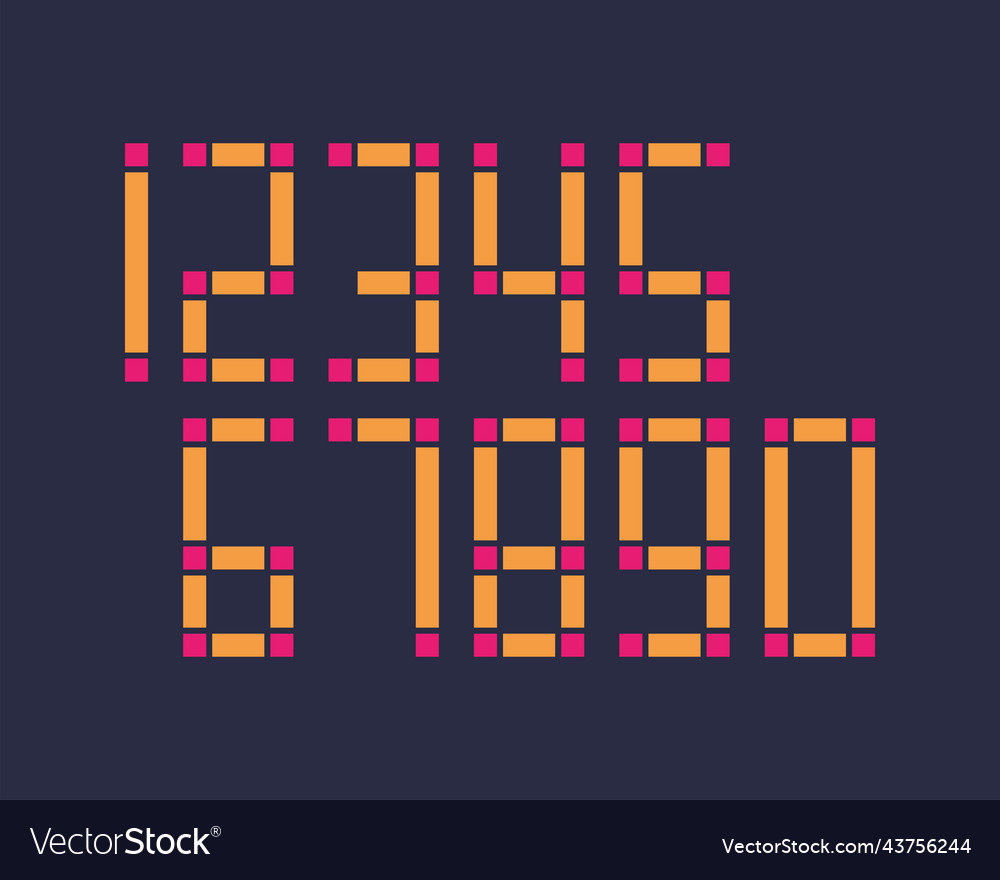 Geometric font line digital effect design numbers