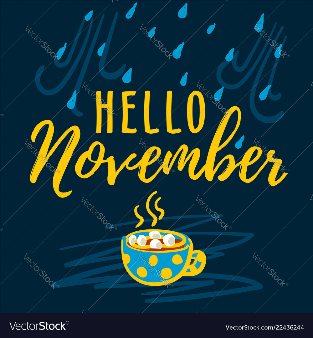 Hello november modern lettering typography vector image Hello november modern lettering typography