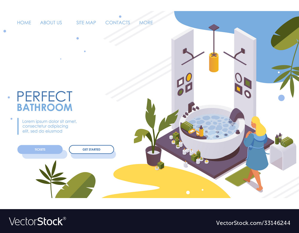 Landing page isometric spa at home hotel villa