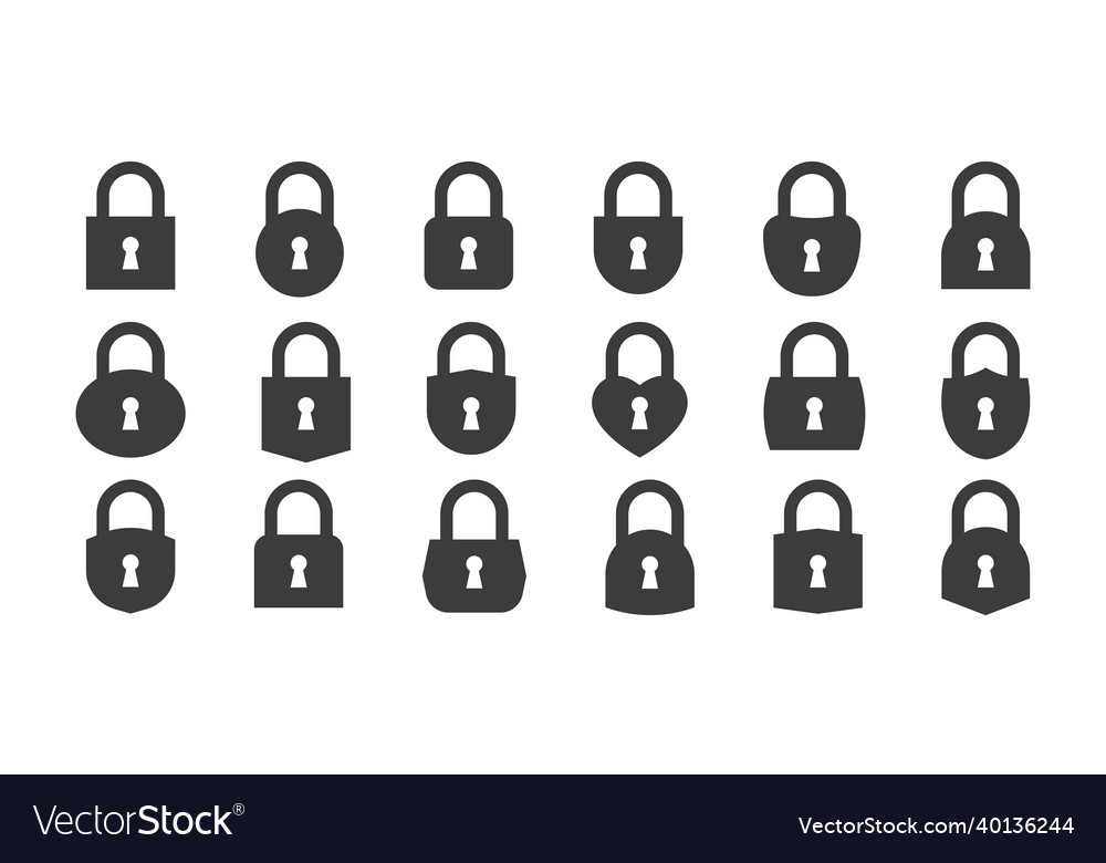 Locks icons set padlocks different form vector image Locks icons set padlocks different form