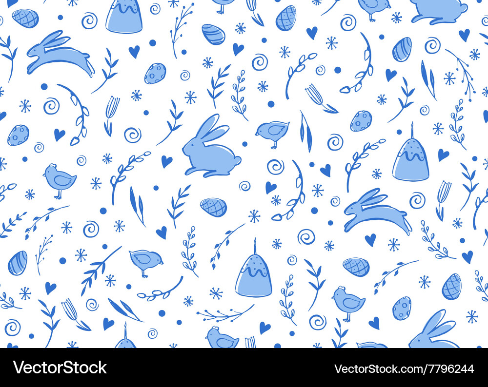 Seamless pattern with hand drawn easter Royalty Free Vector