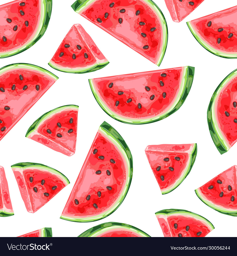 Seamless pattern with watermelons slices vector image Seamless pattern with watermelons slices