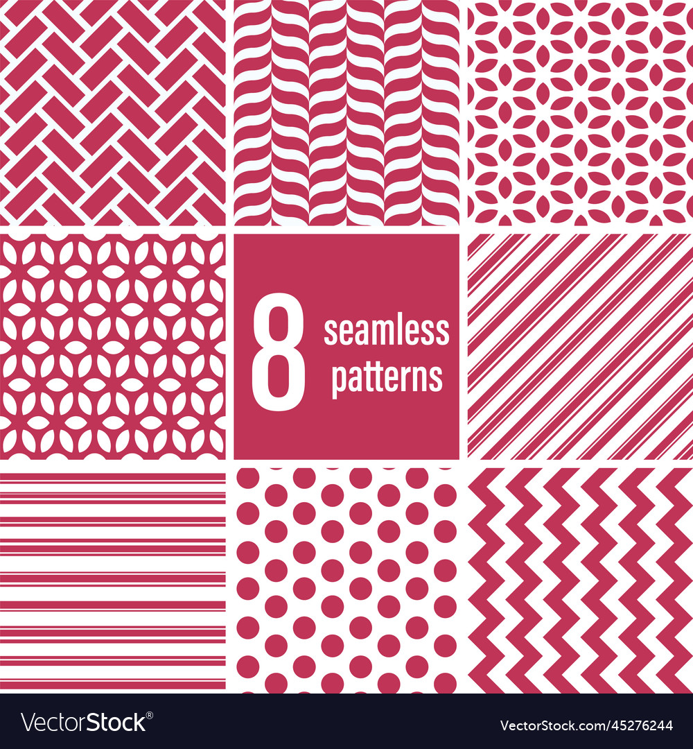 Set of 8 seamless geometric repeat patterns