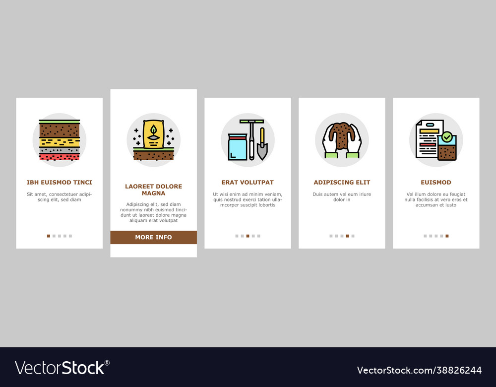 Soil testing nature onboarding icons set Vector Image Soil testing nature onboarding icons set