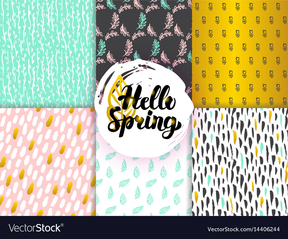 Spring funky seamless patterns