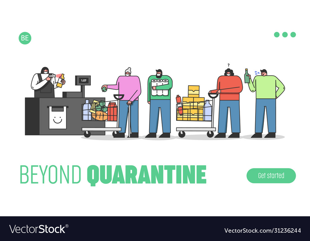 Website landing page people are standing in queue Vector Image Website landing page people are standing in queue