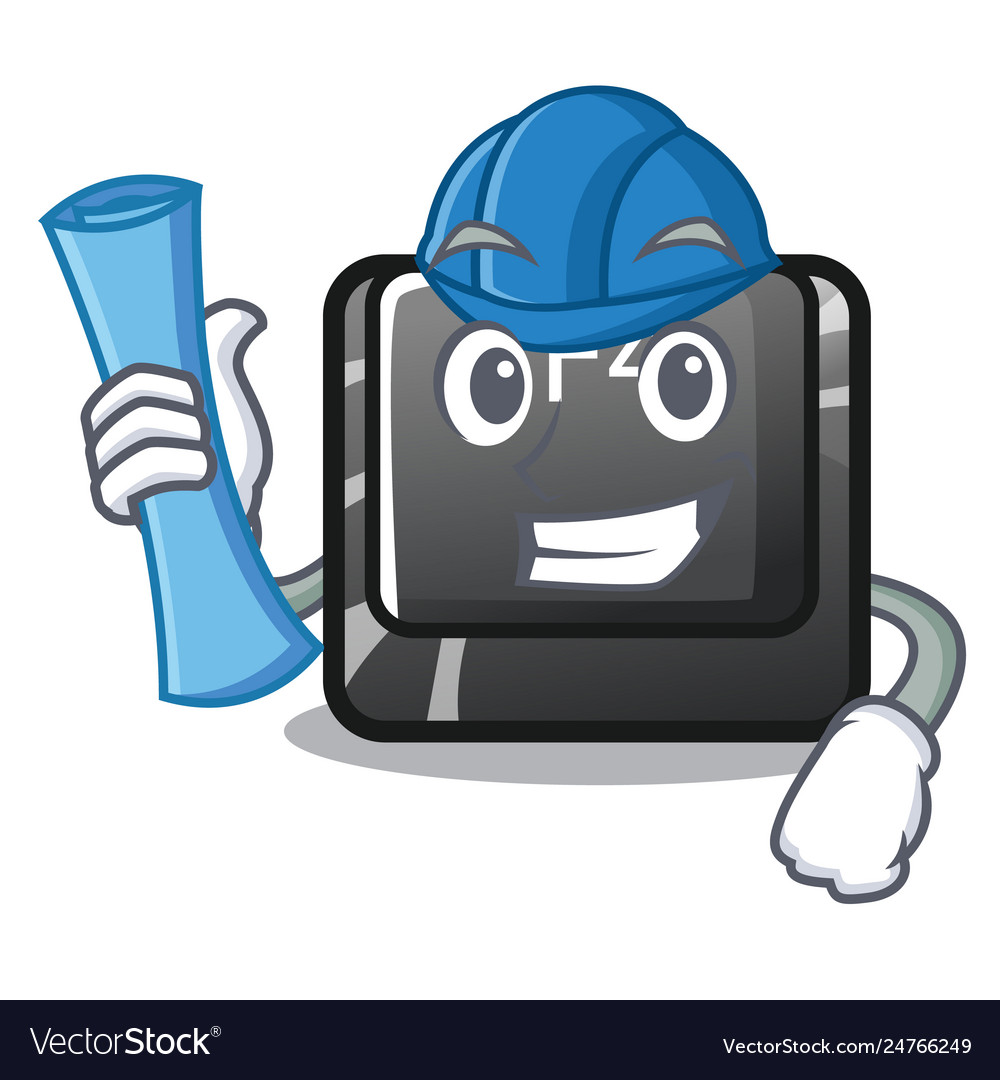 Architect button f4 isolated with character vector image Architect button f4 isolated with character