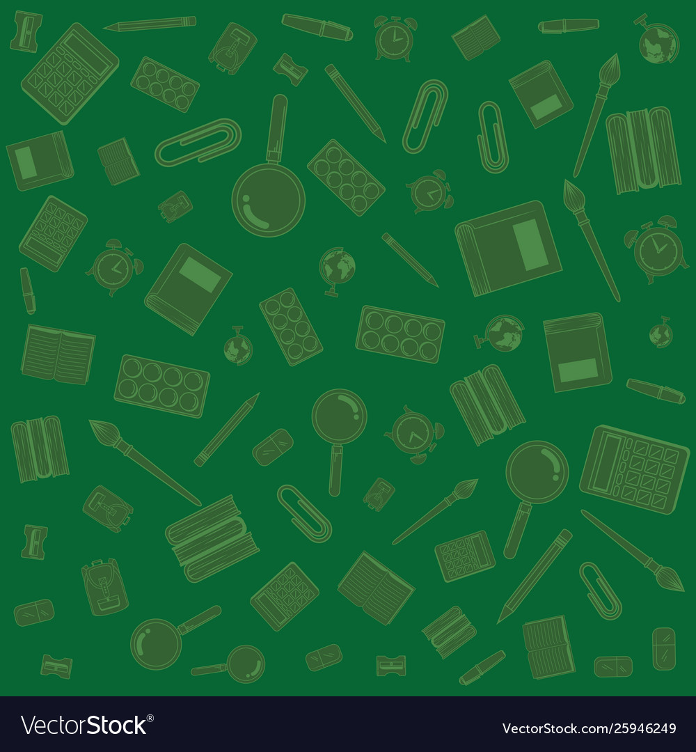 Chalkboard with school items drawing pattern