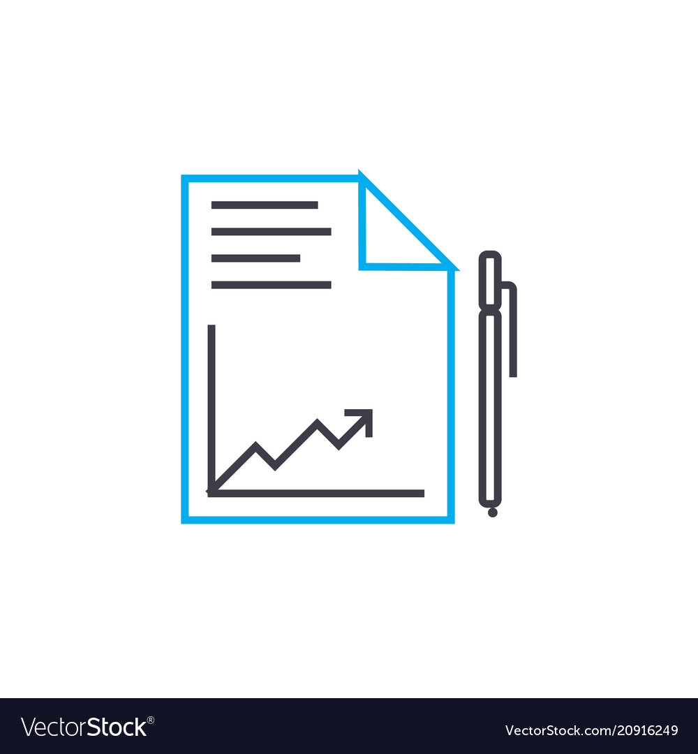 Drawing up reports linear icon concept