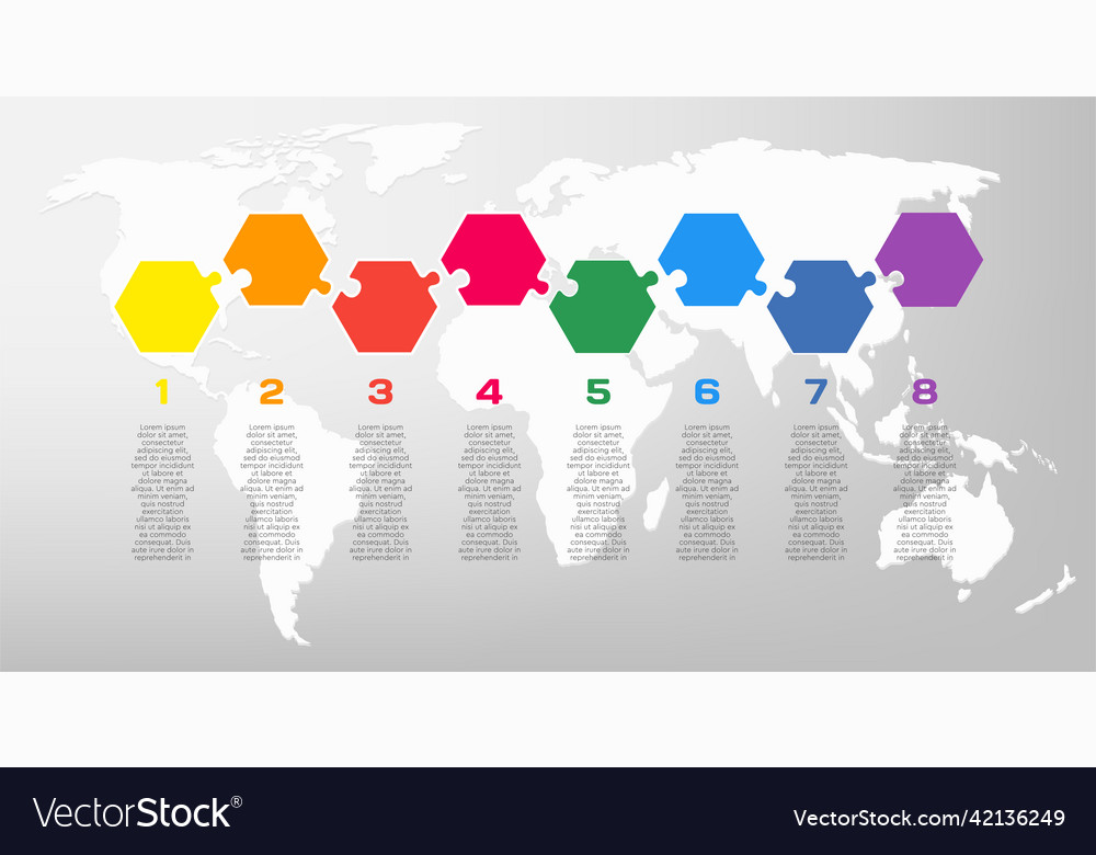 Eight steps line infographic puzzle template