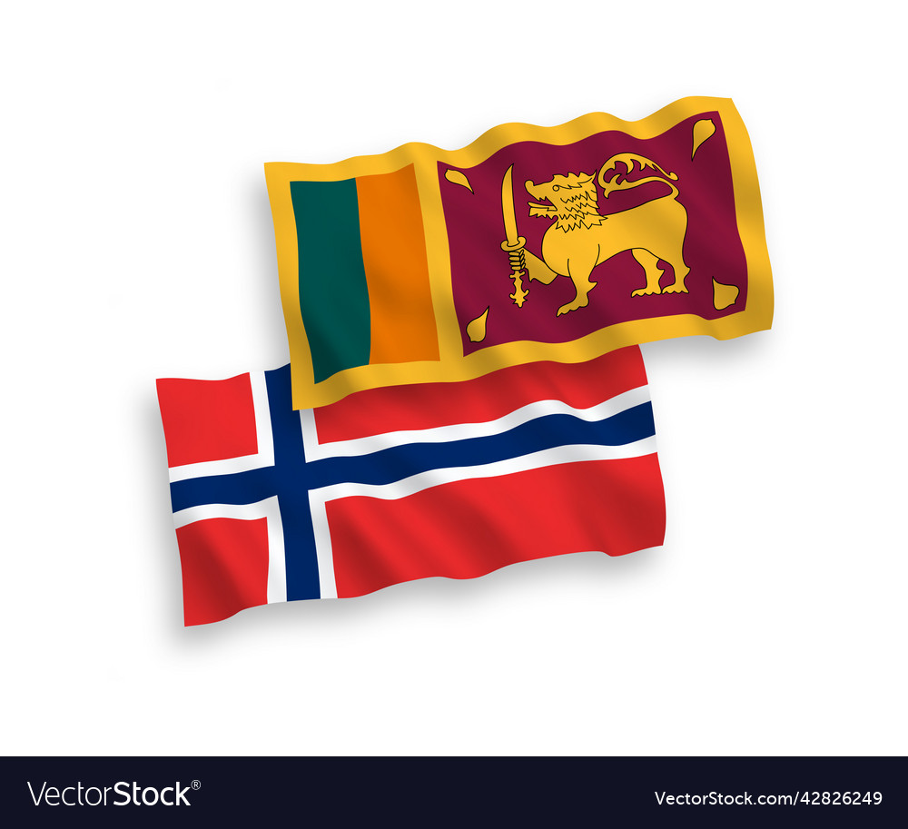 Flags of norway and sri lanka on a white