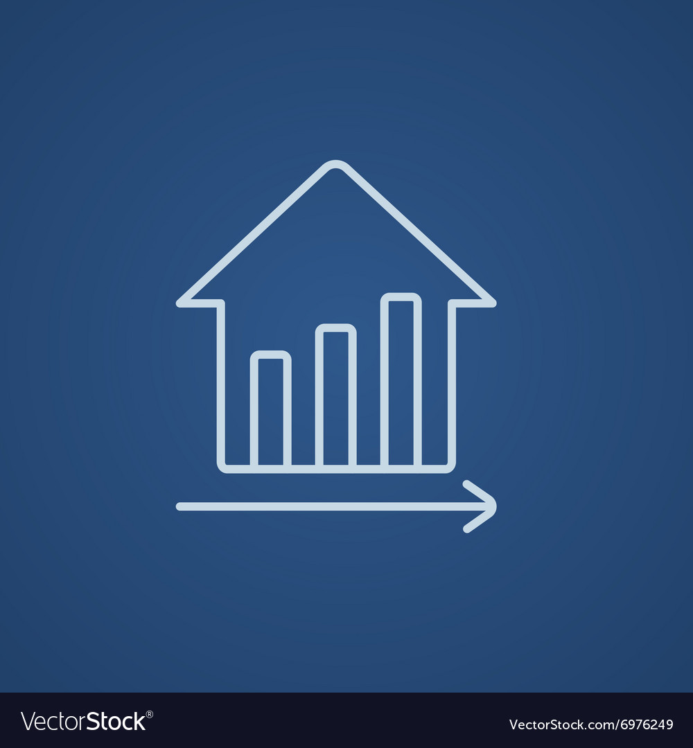 Graph of real estate prices growth line icon