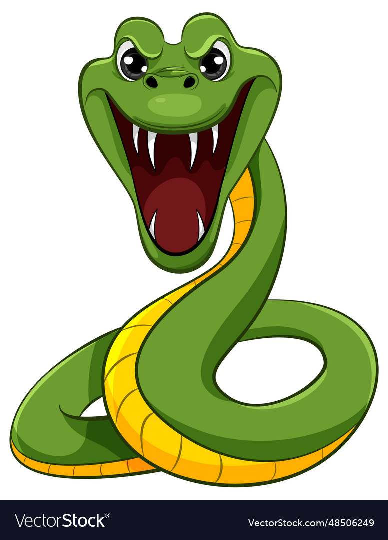 Green snake biting Royalty Free Vector Image - VectorStock