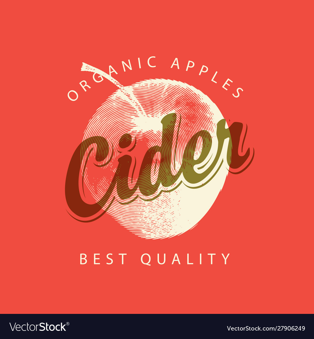 Label for cider with apple and inscription Vector Image