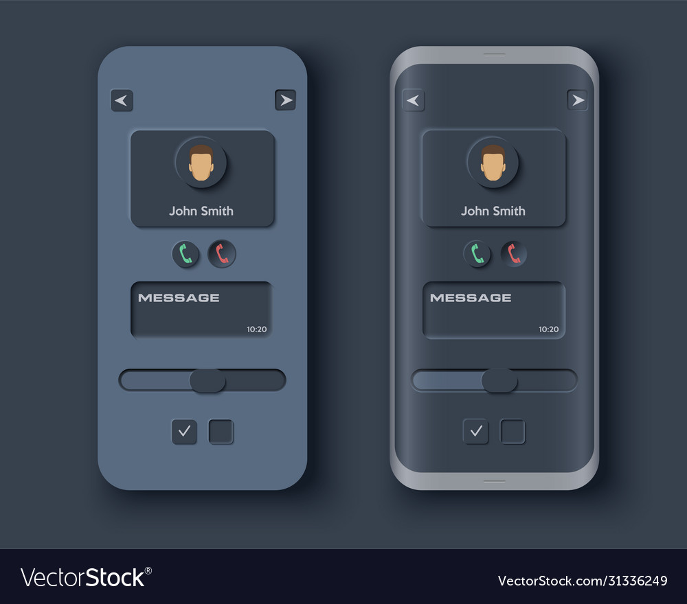 Neumorph ui kit on device screen vector image Neumorph ui kit on device screen