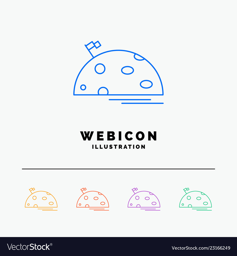 Planet space moon flag mars 5 color line web icon vector image Planet space moon flag mars 5 color line web icon