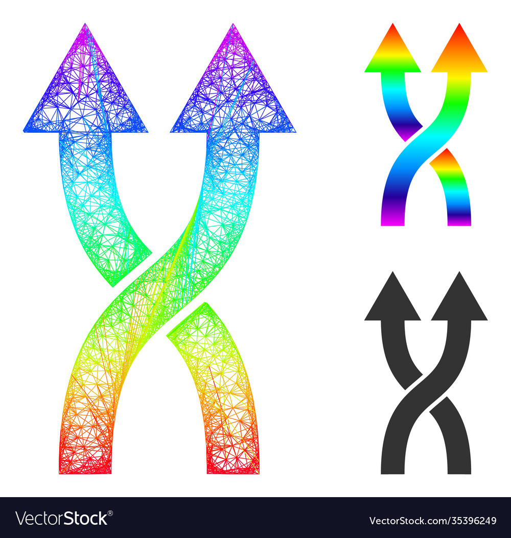 Rainbow net mesh gradient shuffle arrows up icon