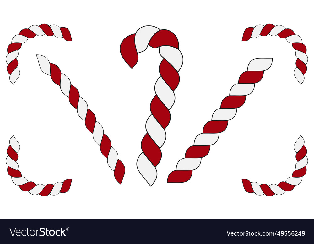 Set of christmas elements made striped red