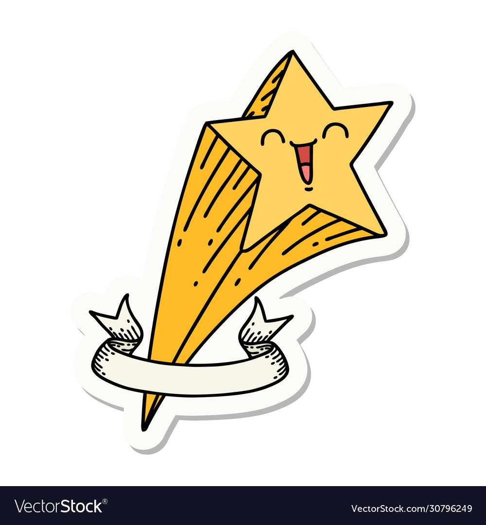 Sticker tattoo style shooting star