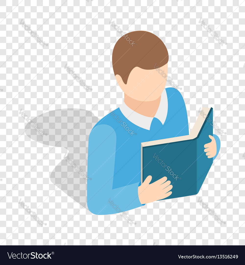 Student Reading A Book Isometric Icon Royalty Free Vector