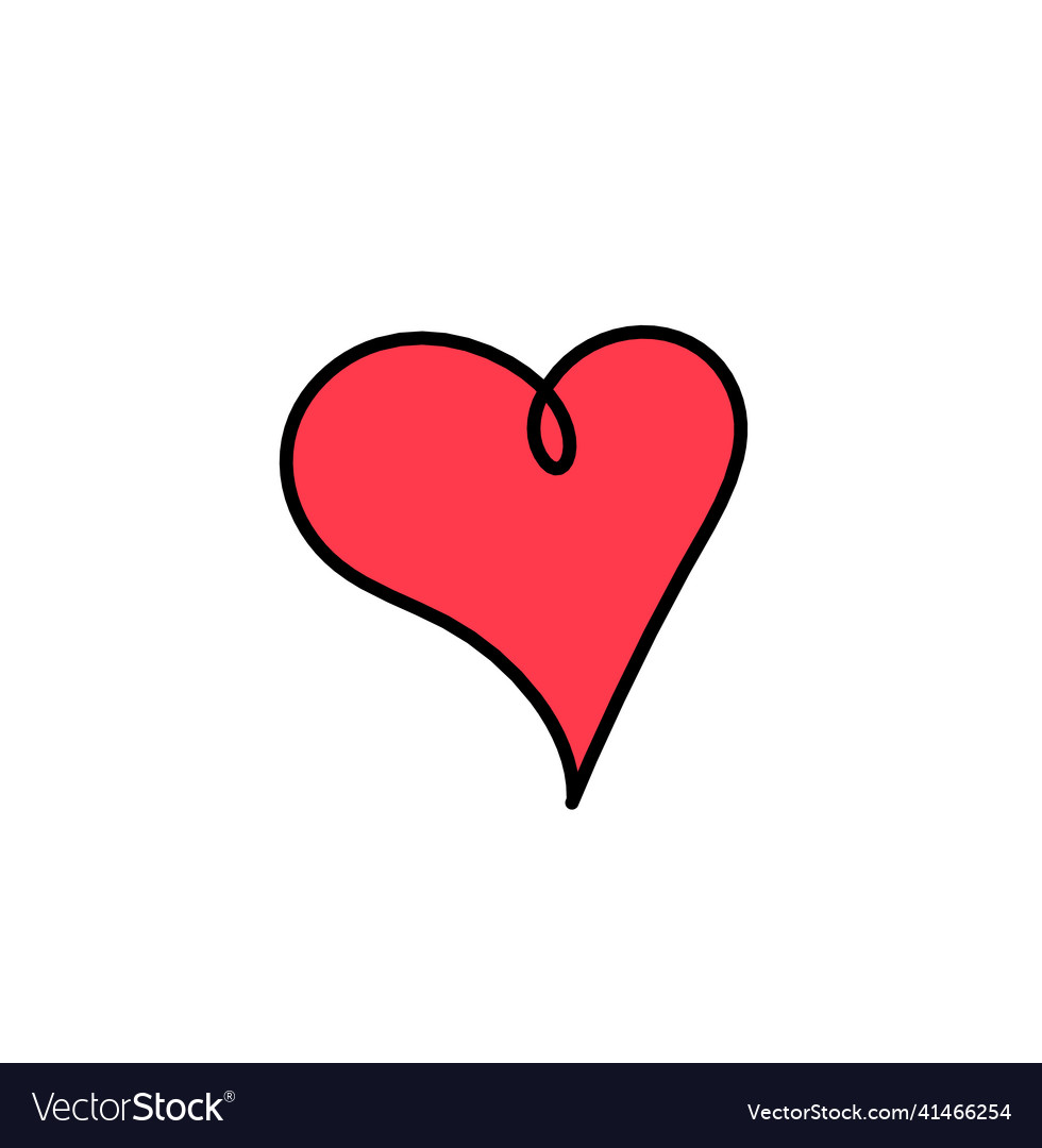 Abstract color heart as continuous line drawing