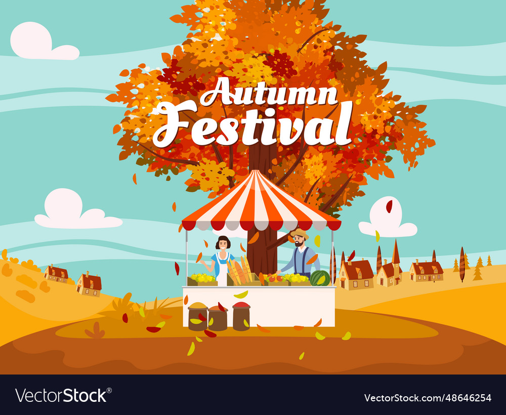 Autumn festival fair local market countryside Vector Image