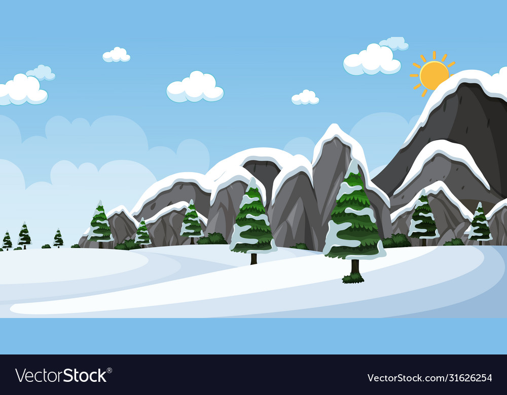 Background scene with snow in field