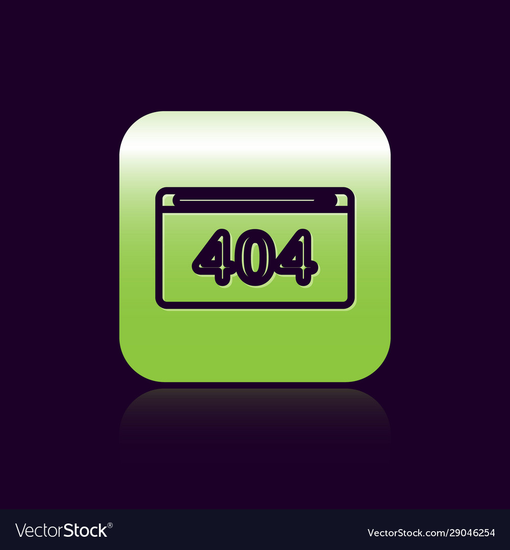 Black line page with a 404 error icon isolated vector image Black line page with a 404 error icon isolated