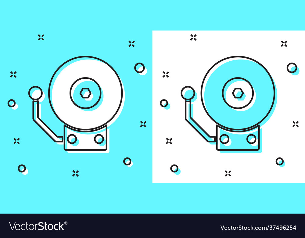 Black line ringing alarm bell icon isolated Vector Image