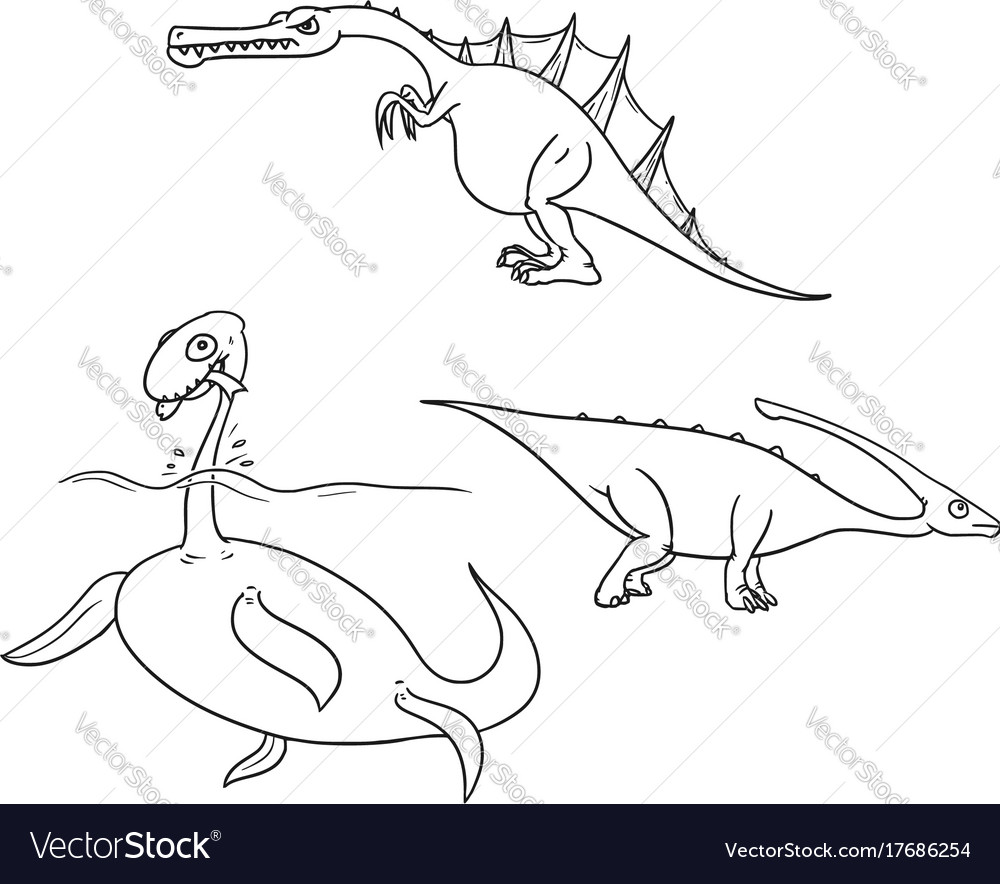 Cartoon set 02 of ancient dinosaur monsters Vector Image