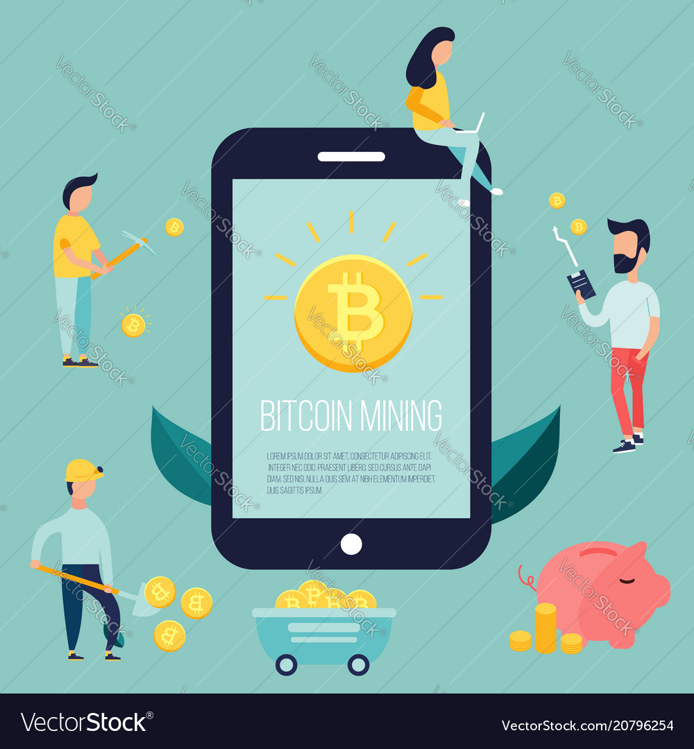 Concept Design With People Earning Bitcoins - 