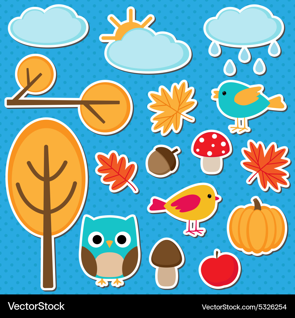 Different autumn elements Royalty Free Vector Image
