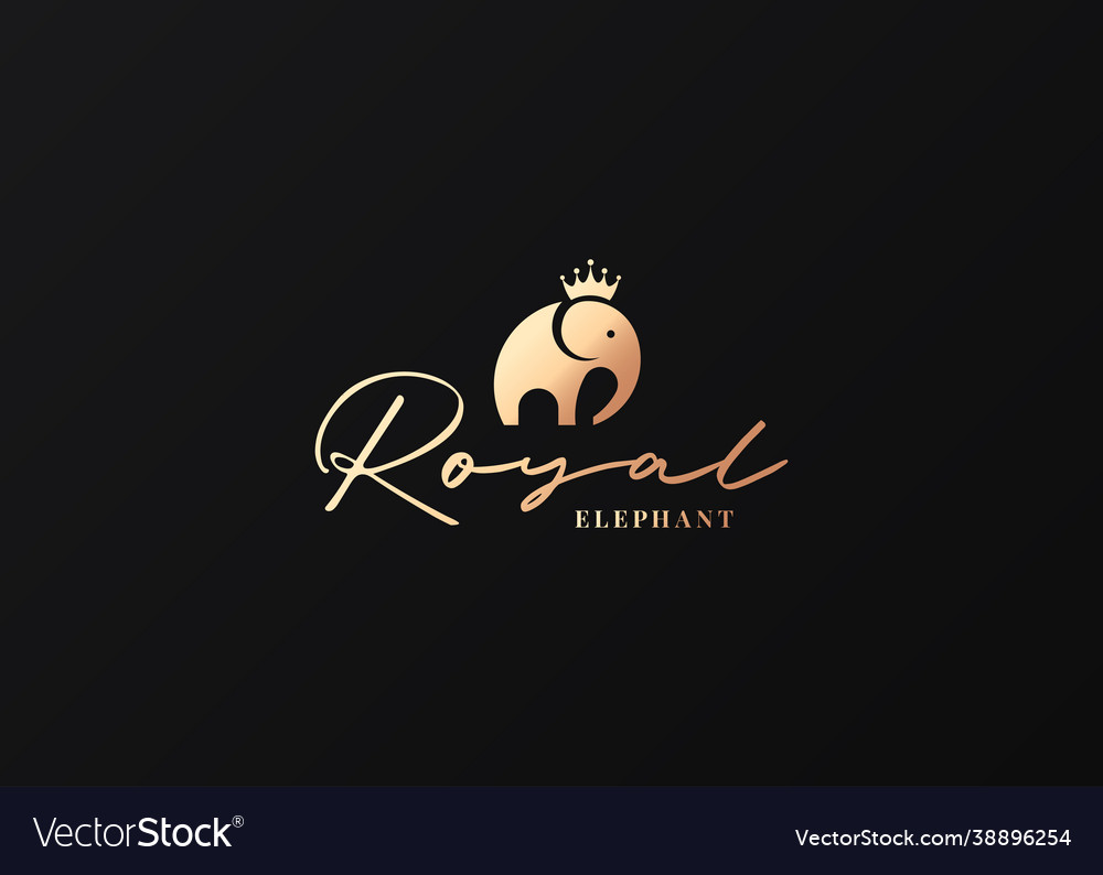 Elephant logo king concept on black background vector image Elephant logo king concept on black background