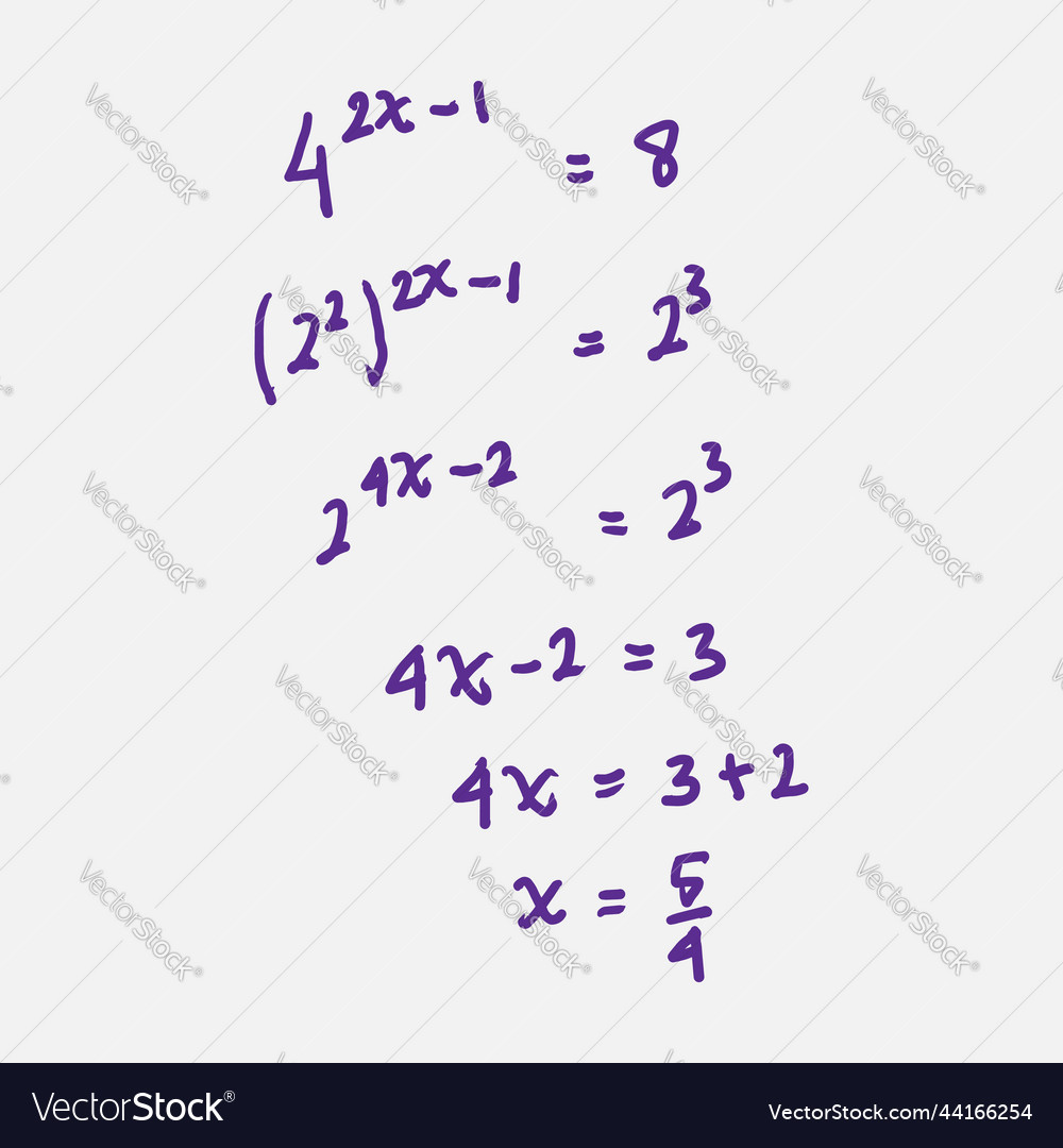 Exponential equation problem solving vector image Exponential equation problem solving