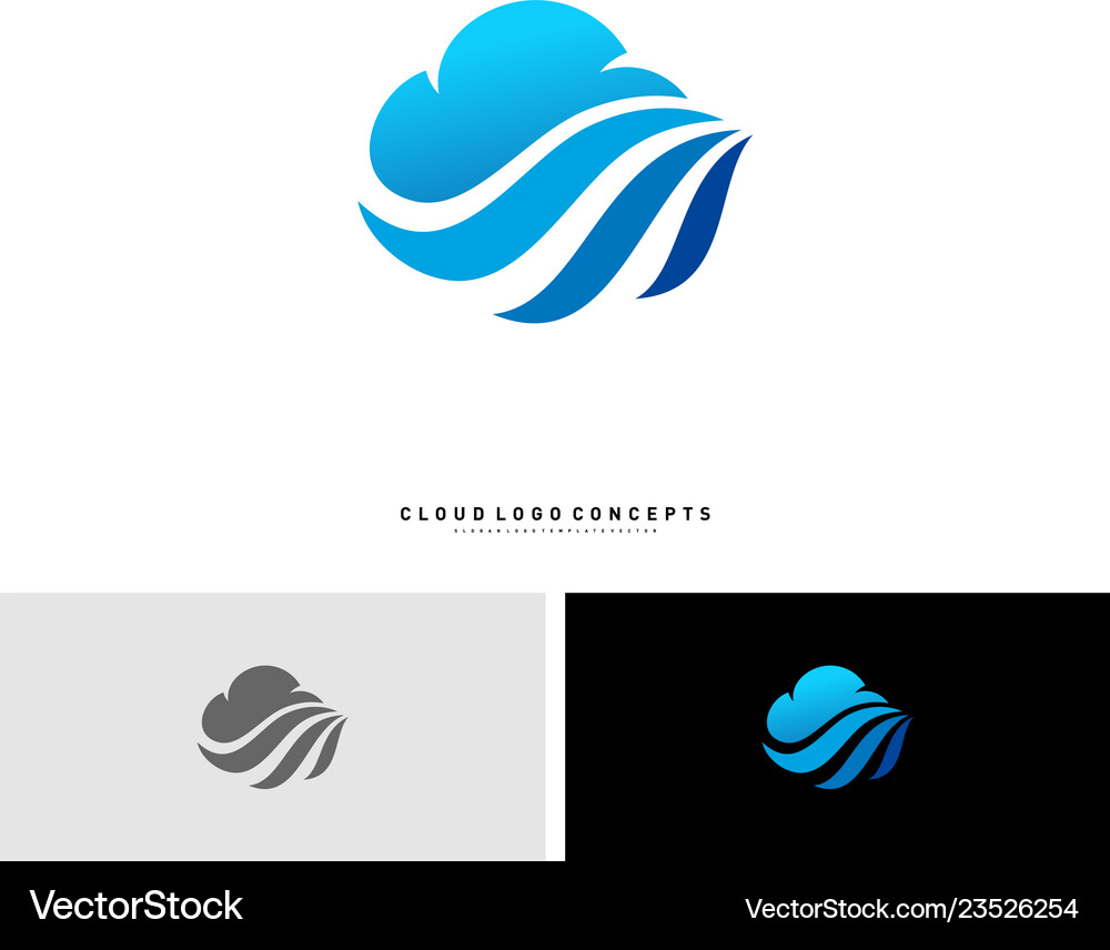 Fast cloud logo design concept tech Royalty Free Vector