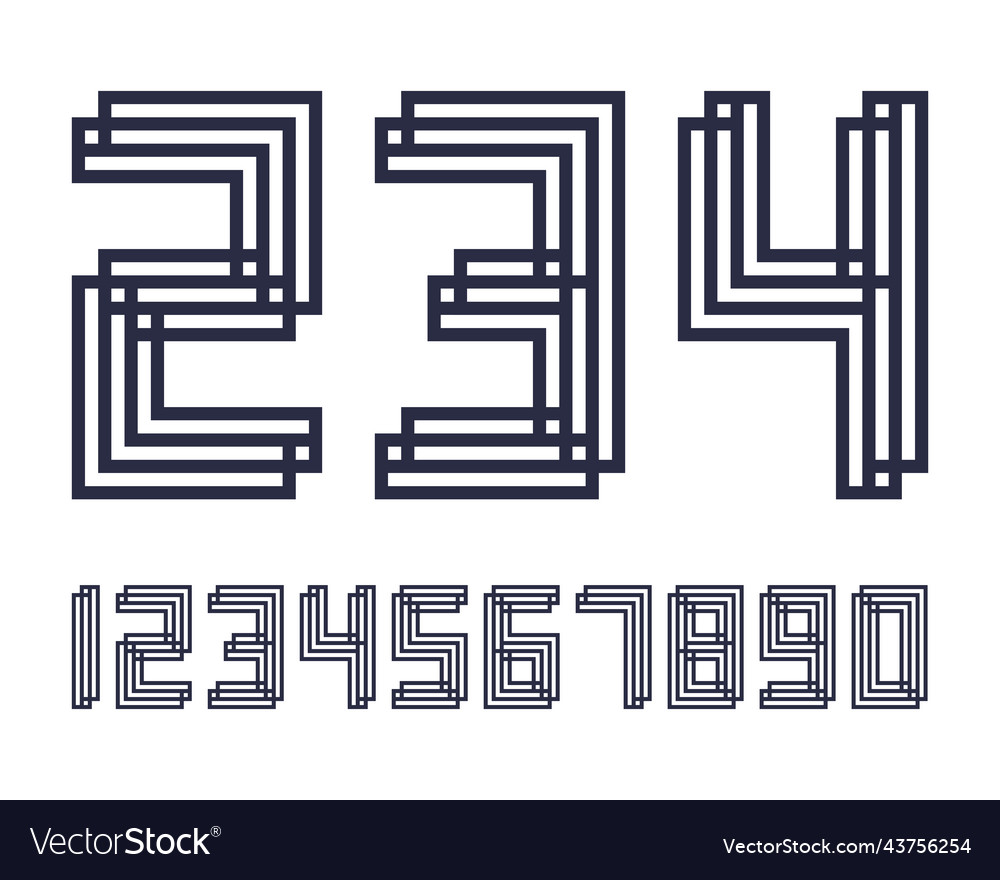 Geometric font line digital effect design numbers